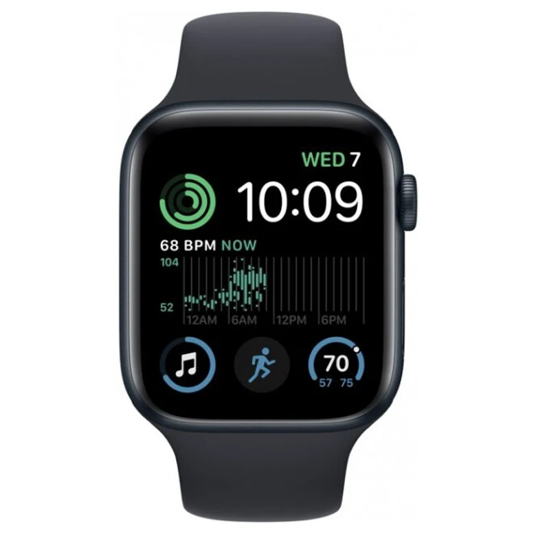 Apple Watch SE 2 44mm Aluminum Case with Midnight Sport Band, MNK03 GPS, Midnight