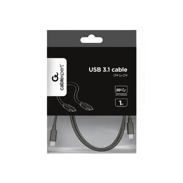 Cable  Type-C/Type-C, CM/CM, 1.0 m, USB3.1, Cablexpert, Black, CCP-USB3.1-CMCM-1M