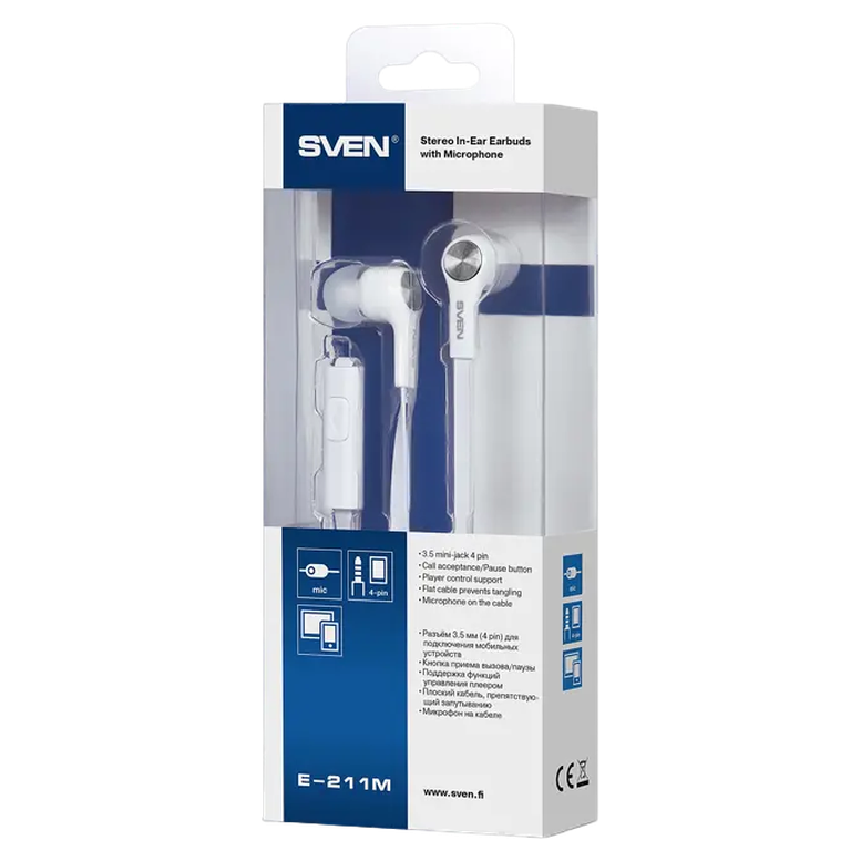 Наушники Sven E-211M White 12