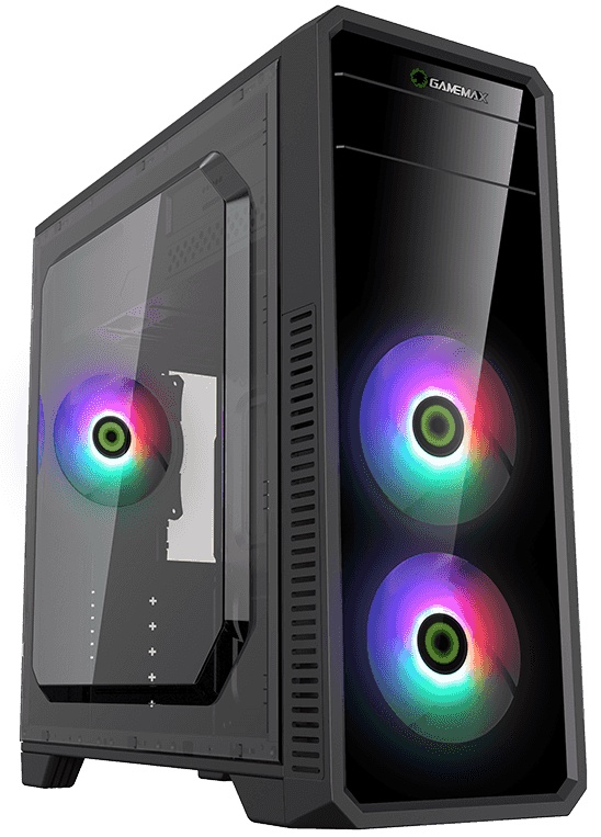 Case ATX GAMEMAX G561-FRGB, w/o PSU, 3x120mm, RGB, Transparent panel, USB3.0, Black