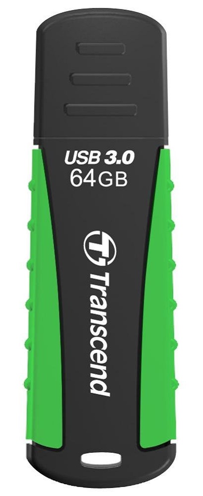  64GB USB3.1 Flash Drive Transcend "JetFlash 810", Black-Green, Rubber Case (R/W:90/30MB/s)