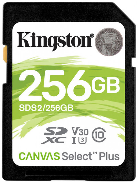 256GB  SDXC Card (Class 10) UHS-I , U1, Kingston Canvas Select Plus "SDS2/256GB" (R/W:100/85MB/s)