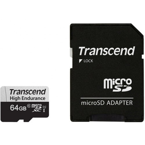 Карта памяти Transcend MicroSD 64Gb Class 10 UHS-I + Adapter (TS64GUSD350V)