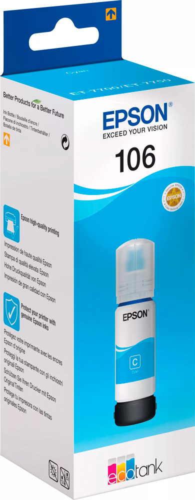 Контейнер с чернилами Epson 106 EcoTank Cyan Ink Bottle (C13T00R240)