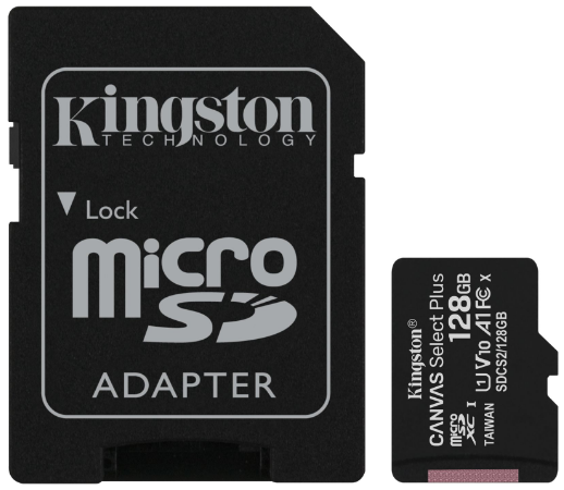 Карта памяти Kingston microSD 128Gb Class10 A1 UHS-I + SD adapter (SDCS2/128GB)