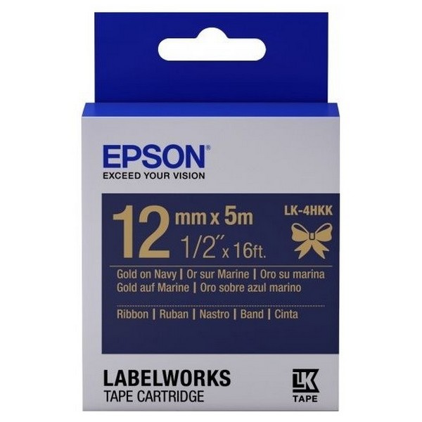 Tape Cartridge EPSON LK4HKK; 12mm/5m Satin Ribbon, Gold/Navy, C53S654002