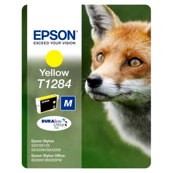 Картридж чернильный Epson T1284 DURABrite Ultra, C13T12844010, Желтый