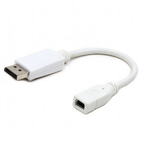 Видеоадаптер Cablexpert A-mDPF-DPM-001-W, MiniDP (F) - DisplayPort (M), 0,1м, Белый