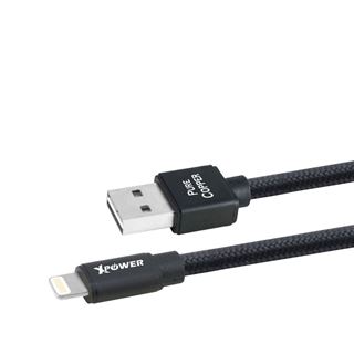 Cablu încărcare și sincronizare Xpower Lightning cable Nylon, USB Type-A/Lightning, 1m, Negru