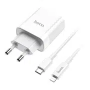 HOCO C80A Rapido PD+QC3.0 charger set (Type-C to Lightning) White