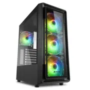 Carcasa Sharkoon TK4 RGB / w/oPSU / Side panel / 4x120mm A-RGB LED / ATX / Black