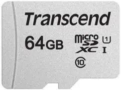 .64GB MicroSD (Class 10) UHS-I (U1), Transcend "TS64GUSD300S" (R/W:95/45MB/s)