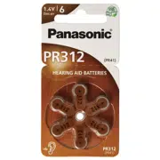Дисковые батарейки Panasonic PR-312, PR312 (PR41), 170мА·ч, 6шт.